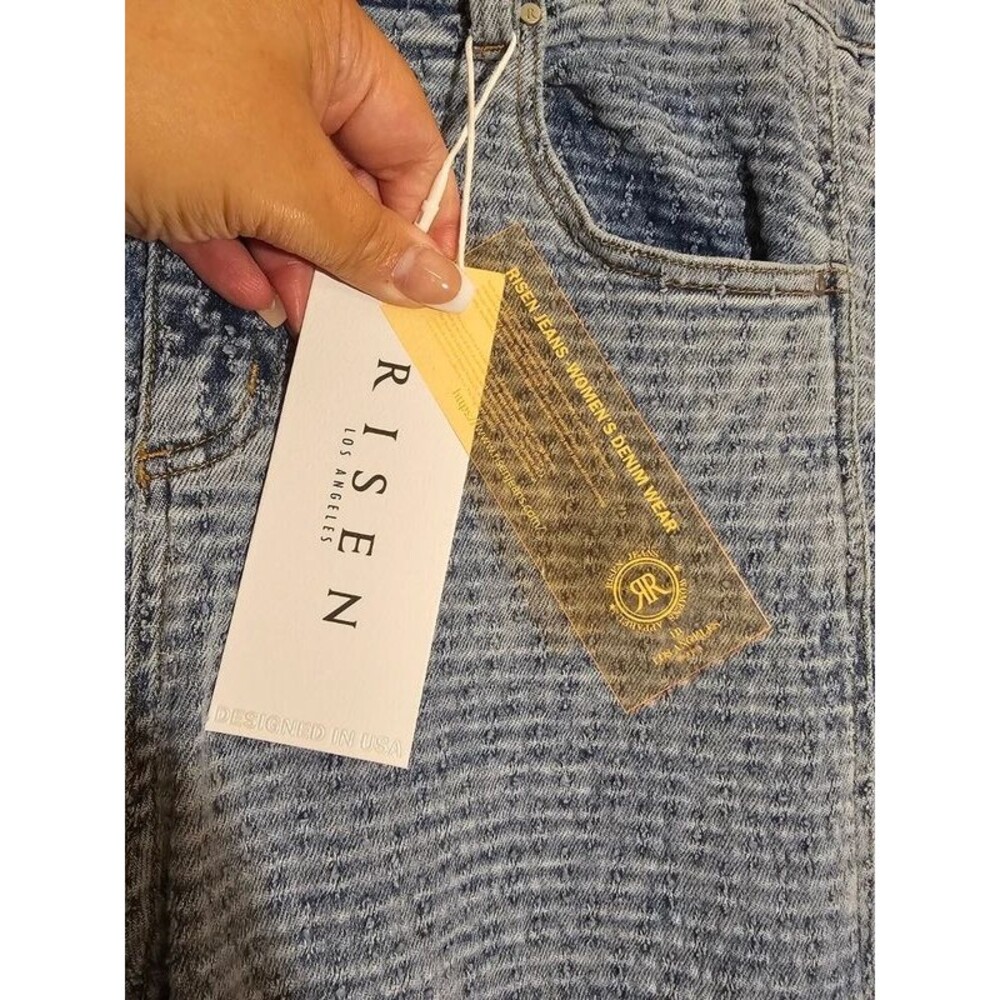 NWT Risen Jeans Plus Size 1XL Textured Clip-Dot Wide Leg Denim Pant